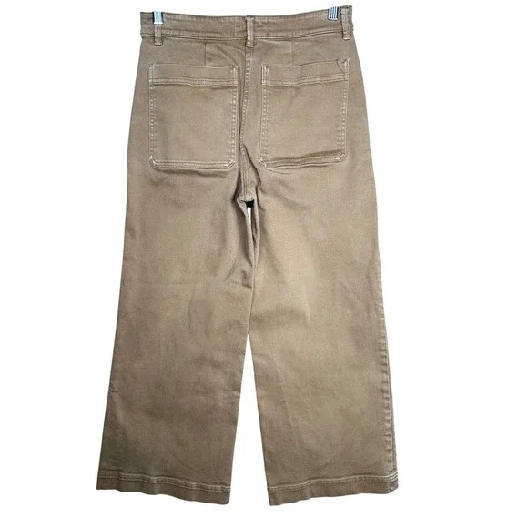 Everlane Women Tan Brown Wide Leg Cropped‎ Sailor Pants Jeans Size 6 READ - Picture 5 of 10